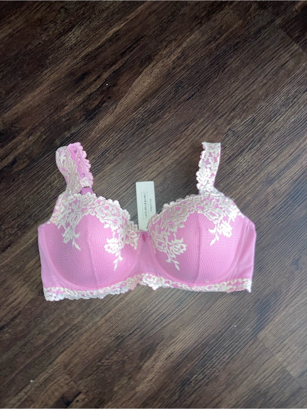 Intimissimi women’s Pink Bra with Floral Embroidery size 36D new